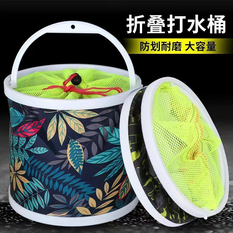 Утолщенное новое уличное ведро для рыбалки с жестким дном, складное, многофункциональное, с противоударной сеткой, портативное для воды
