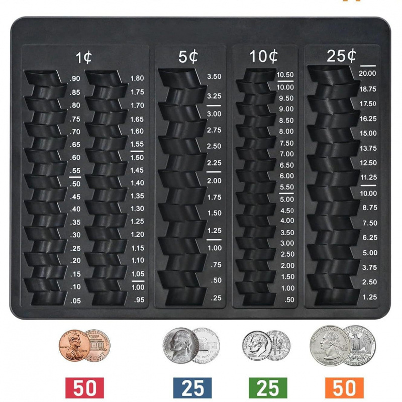 Coin Counter Tray-Coin Sorting Tray Suitable for Us Dollars