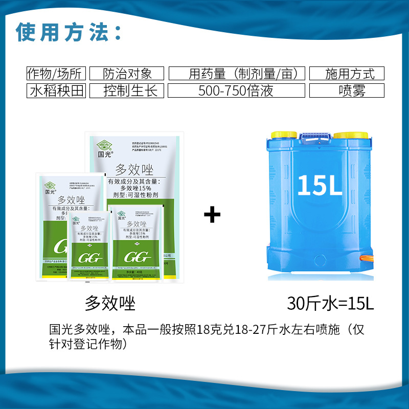 Guoguang Paclobutrazol 15% Paclobutrazol Rice Seedling Field Control Growth Control Vigor Promote Lateral Buds of Amur barberry Growth Regulator
