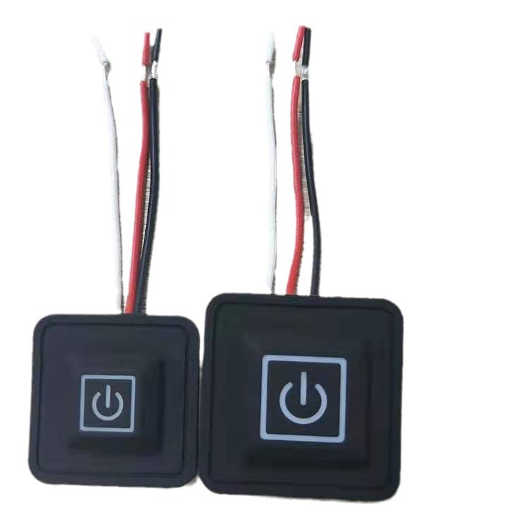Square single-notch three-gear silicone switch button set heating suit temperature control switch glue clothing with switching power supply