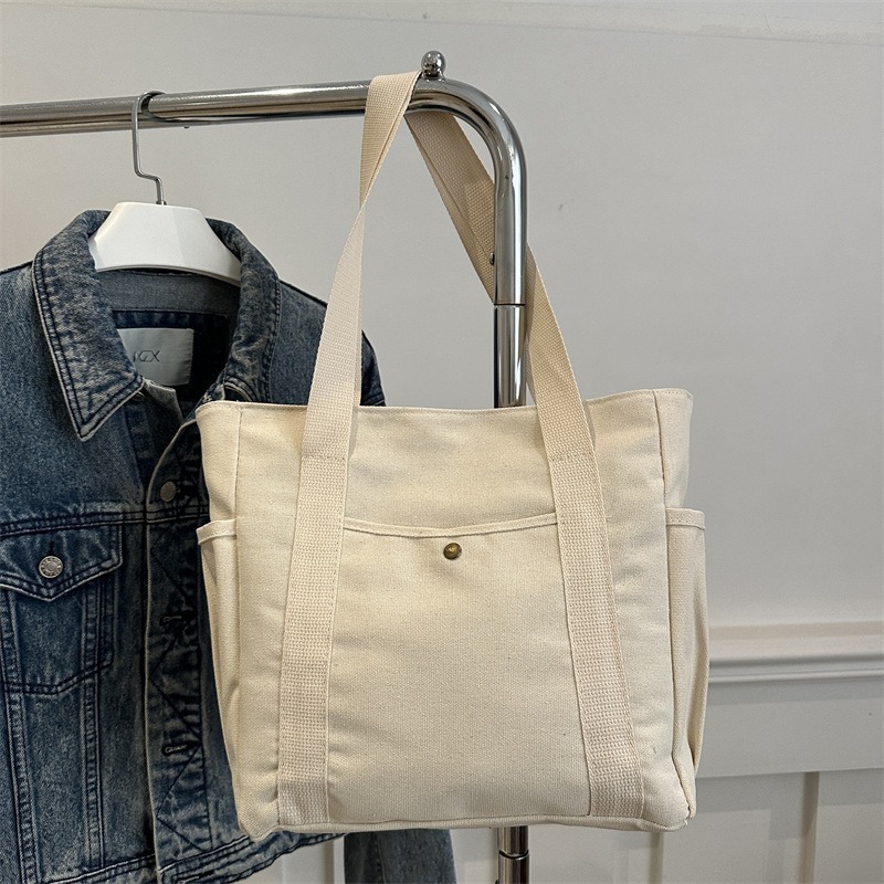 Simple Commuter Versatile Large Capacity Tote Canvas Bag High Beauty Value Art College Students Class Shoulder Cloth Bag