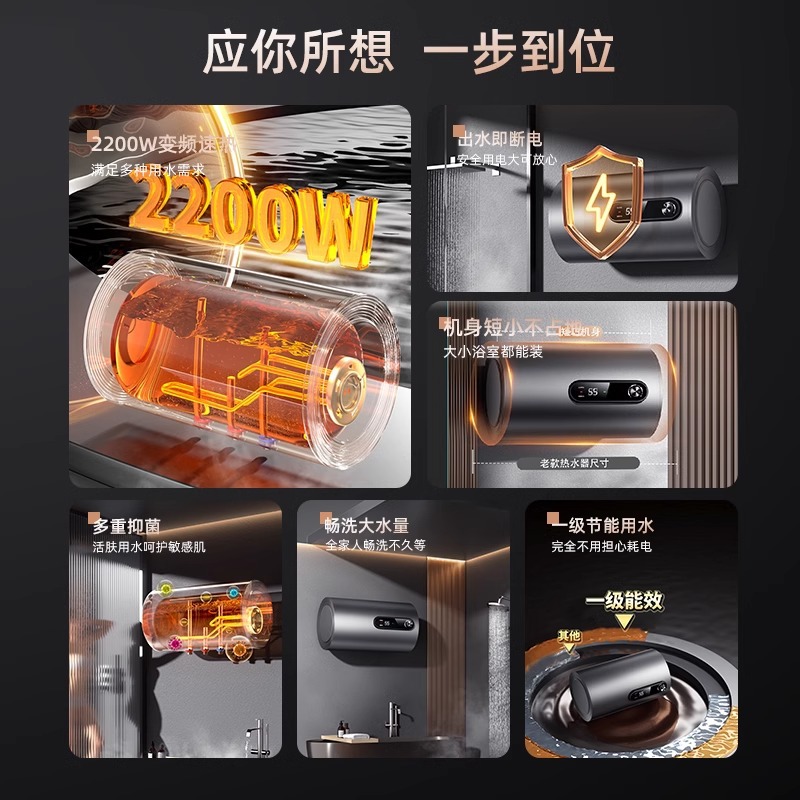 [Door-To-Door Installation] Electric Water Heater Energy-Efficient Household Bathroom Quick Heating 40 Liters 50 Liters Water Storage Type