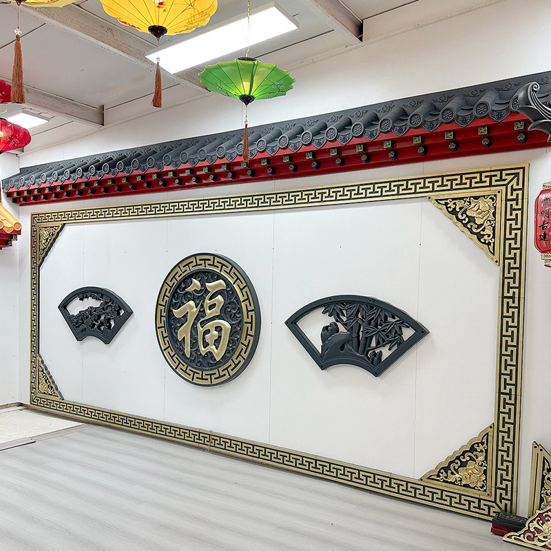 Small Extra Thick Frame-Free Tile Resin Huizhou Antique Relief Eaves Chinese Outdoor Window Rain Cover Wall Decoration