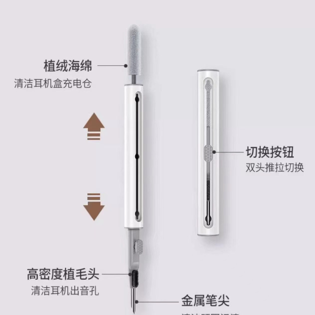Cross-Border Second-Generation Bluetooth Headset Cleaning Pen, Second-Generation Headset Cleaning Brush, Multi-Functional Headset Cleaning Tool