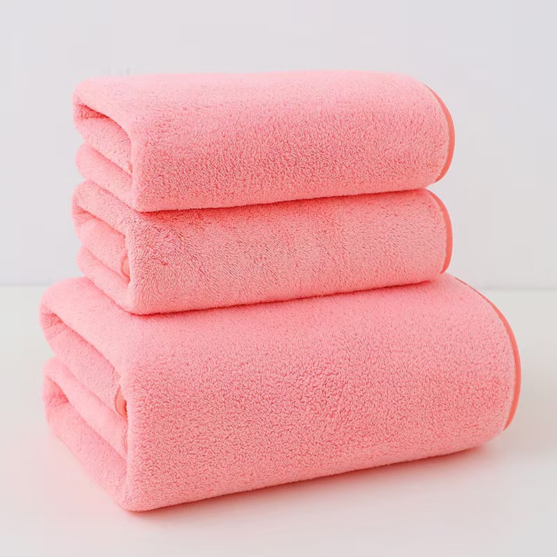 Thickened coral fleece towel bath towel suit soft absorbent beach towel household face towel bath towel wholesale