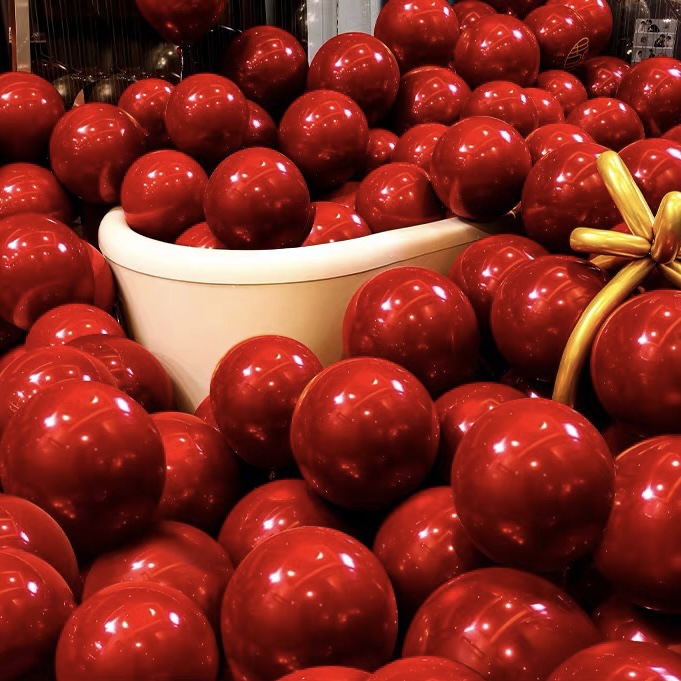 Double-Layer Ruby ​​Red Balloon Decoration First Birthday Pomegranate Red Gold New Year's Day Festive Atmosphere Decoration