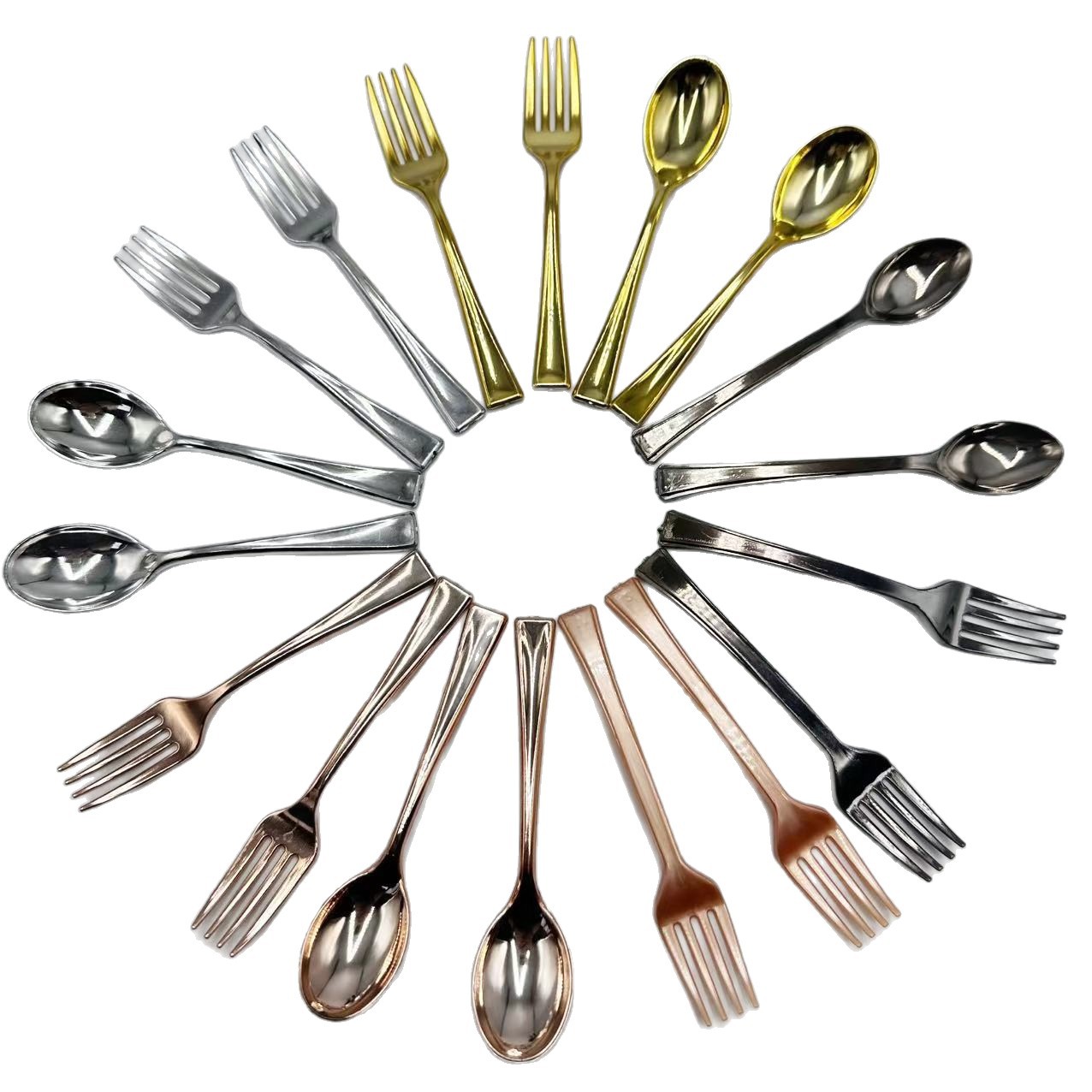 9.8cm Disposable Mini Small Fork Spoon Dessert Pudding Ice Cream Coffee Plated Gold Rose Gold silver