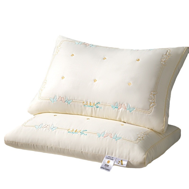 Class A Cotton Soft Silk Pillow Pillow Core Cervical Spine Protection to Help Sleep One Pair Household Cotton Low Head for Men and Women 4