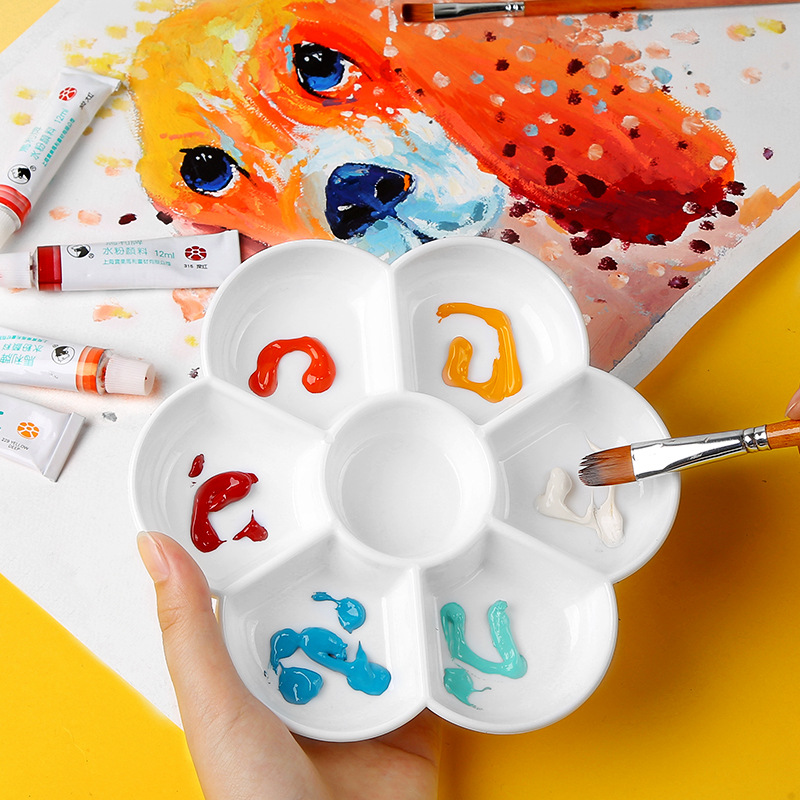 Plum Blossom Palette Imitation Ceramic Plum Blossom Palette Children Beginners Art Pigment Gouache Watercolor Drawing Supplies