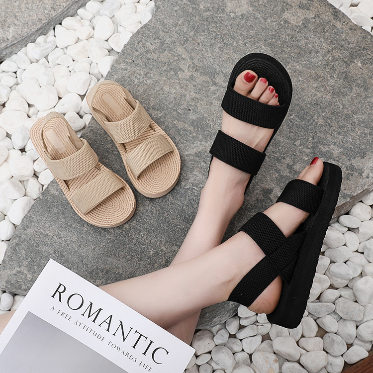 Summer New Outer Wear Wedge Fashion Trendy Sandals Women's Casual Outer Wear Open-Toe Sandals and Slippers Factory Direct Supply