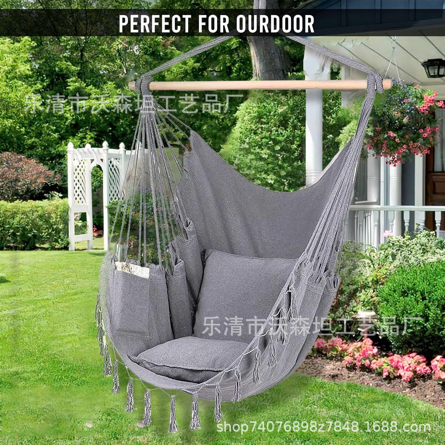 Amazon Courtyard Garden Outdoor Hammock Balcony Cotton Hanging Chair Leisure Student Swing Factory Wholesale Foreign Trade