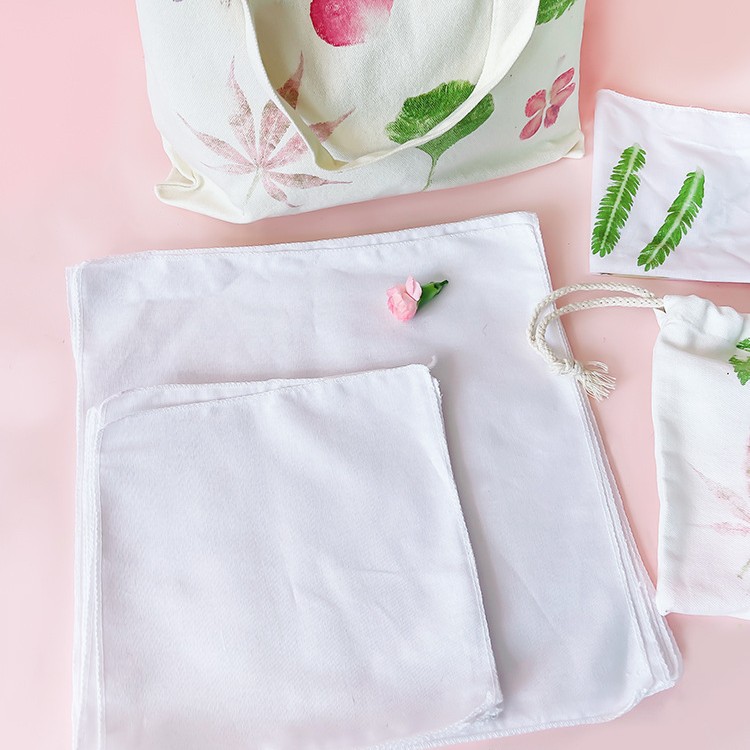 Plant Dyeing Material Kit DIY Tool Set Canvas Bag Square Towel Printing Dyeing Hammer Rubbing Cloth Bag White Cloth