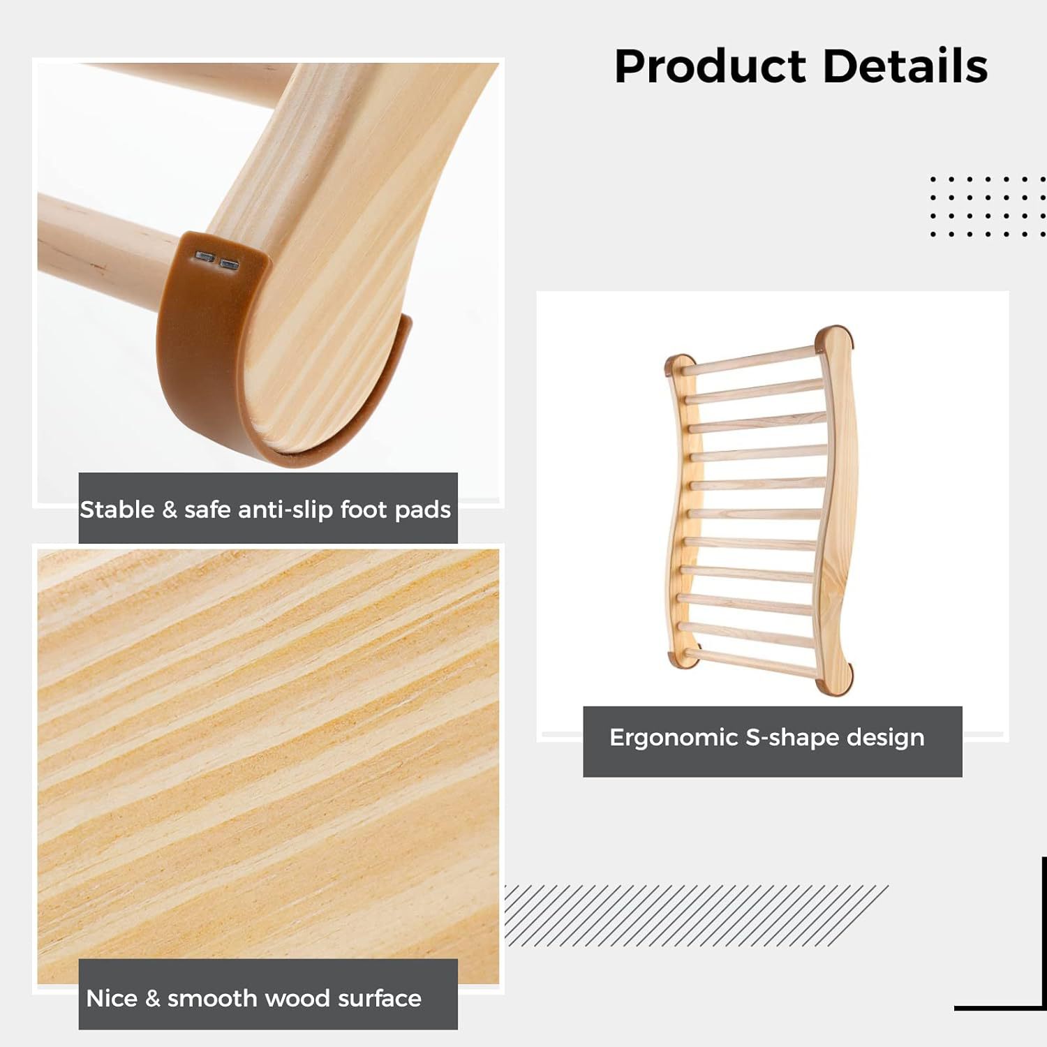 Cross-Border Spot Wooden Backrest Steam Room Pillow S-Shaped Design Sauna Chair Wooden Curve Type Sauna Backrest