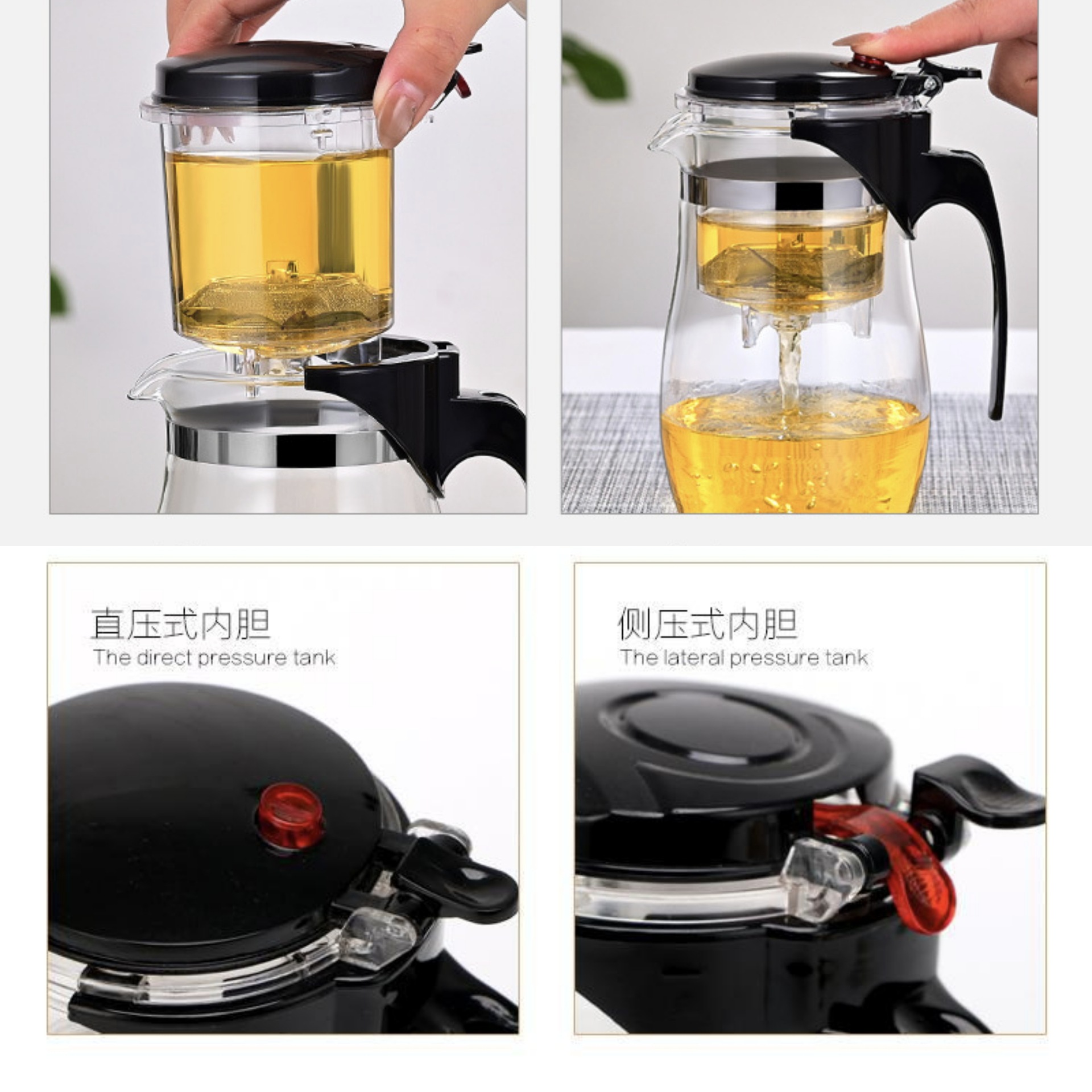 Heat-resistant glass fluttering cup teapot pure glass home office press tea cup filter factory gifts