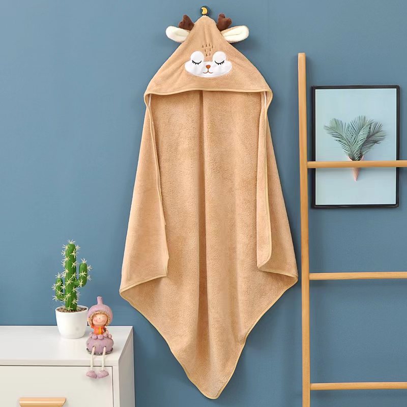 Coral Fleece Children's Bath Towel Bath Wrapping Towel Newborn Wrapping Towel Bag Thickened Cartoon Absorbent Cloak Holding quilt Cross Border