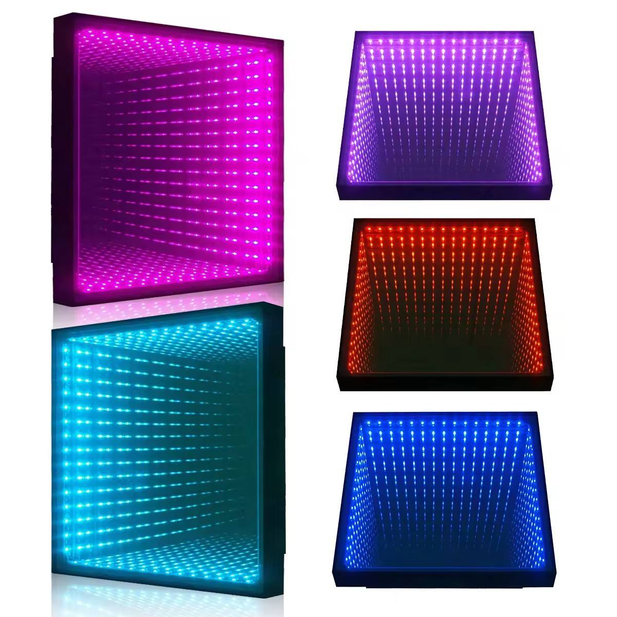 Led Dance Floor Tile Thousand Layer Mirror Stereo Luminous Advertising Sign Rgb Dance Hall Floor Light 3D Infinite Abyss Mirror