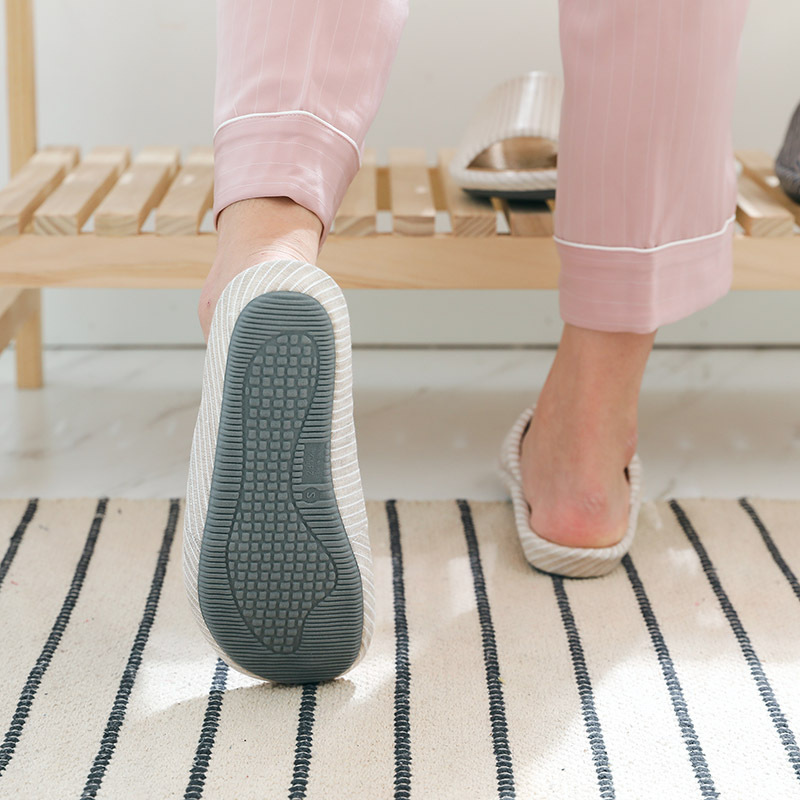 2111 Japanese-Style Simple Cotton and Linen Spring and Summer Couple's Home Indoor All-Season Thick-Soled Slippers