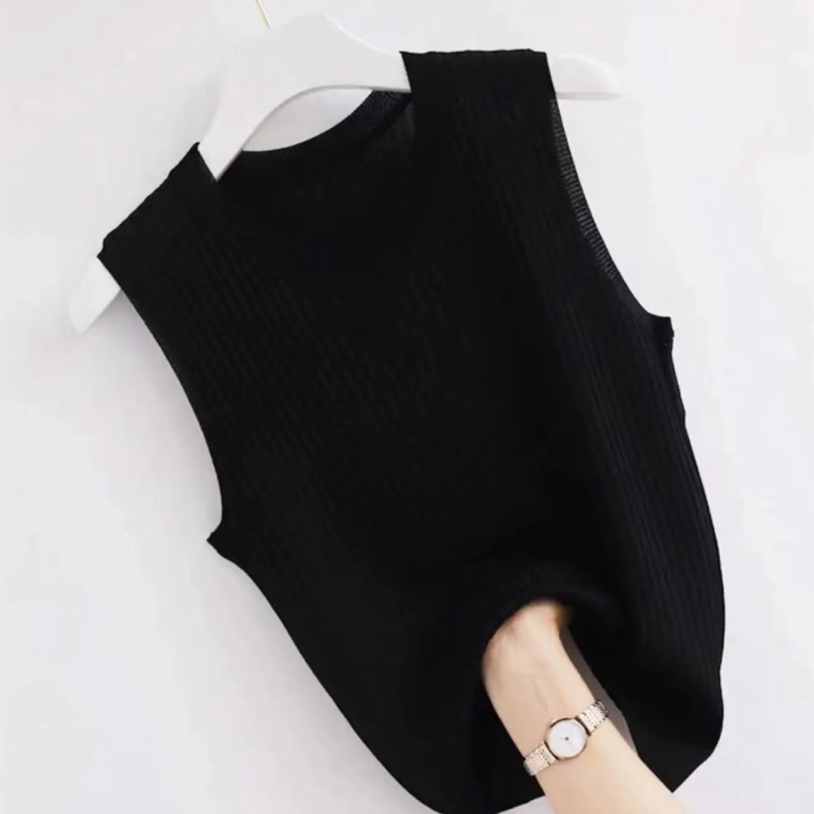 2024 spring and summer new vest camisole round neck bottoming outer wear suit inner wear versatile slimming thin