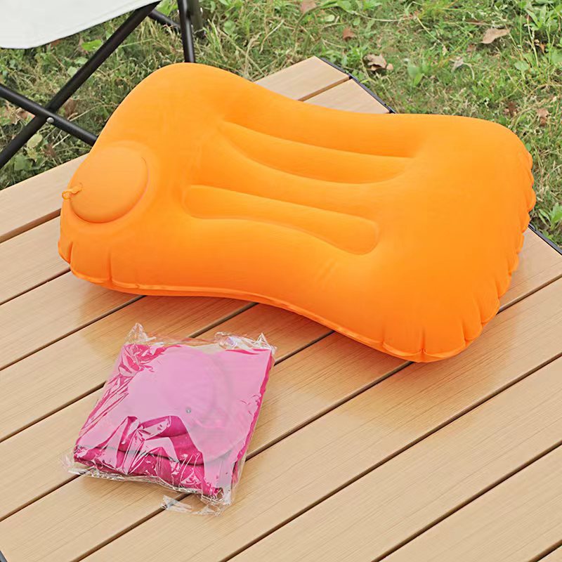 PVC Flocking Square Pressing Type Inflatable Pillow Pressing Automatic Inflatable Portable Travel Neck Pillow Square Pillow