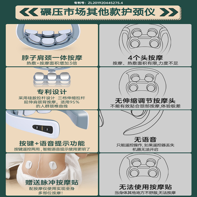 Cross-Border New cervical spine massage instrument acupuncture pulse physiotherapy instrument neck massager neck protection instrument wholesale