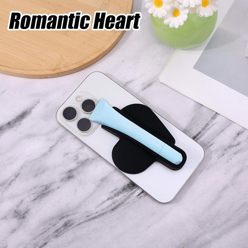 Cross-Border Popular Silicone Lipstick Holder Love Suction Cup Mobile Phone Case Lip Glaze Holder Protective Cover Silicone Lipstick Cover
