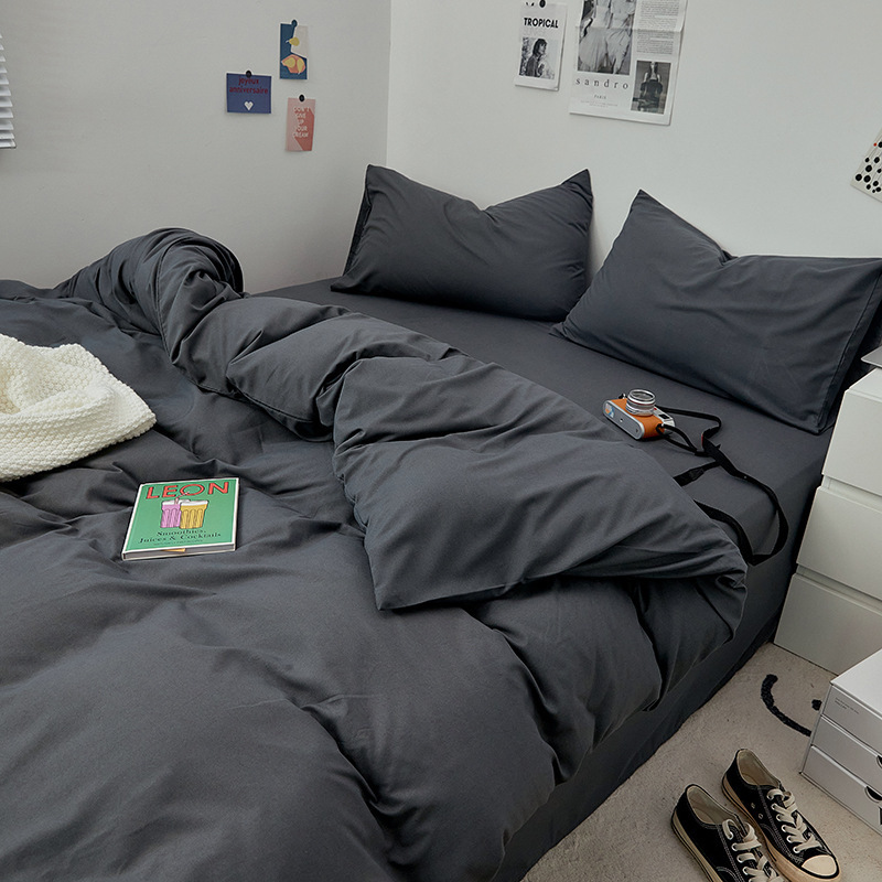 S Dormitory Four-Piece Bedding Set Brushed Dormitory Bed Bed Sheets Three-Piece Set Pure Color Skin-Friendly Simple Student Factory