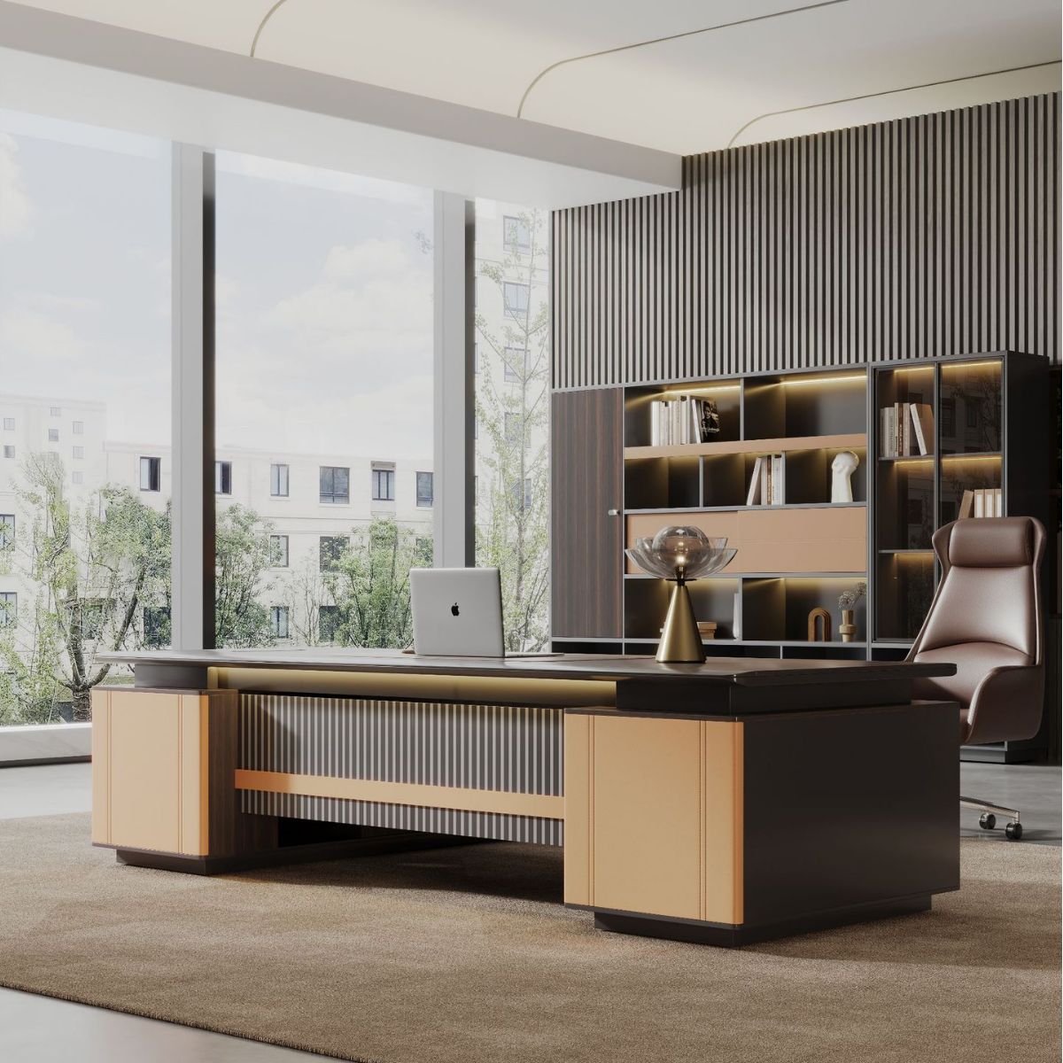 Foshan Office furniture boss table simple modern light luxury chairman Office Office Office office desk office table and chair combination