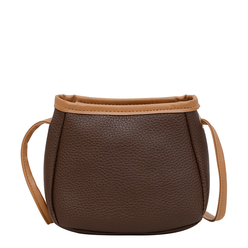 2024 New Crossbody Bucket Bag Simple Textive Shoulder Fashion Casual Small Satchel Mini Lipstick Saddle Bag Women