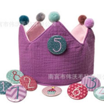 Children's baby birthday hat ball Crown replaceable digital party theme hat props photo hat can be set