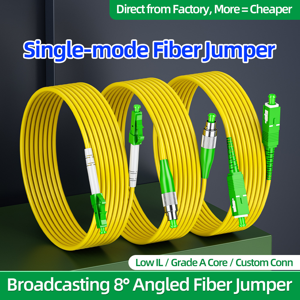 Оптический кабель для телевидения и радиовещания Sc/Apc Jumper с наклоном 8 градусов пигтейл Lszh низкодиоксидный безгалогенный Lc/Fc одномодовый телекоммуникационный класс