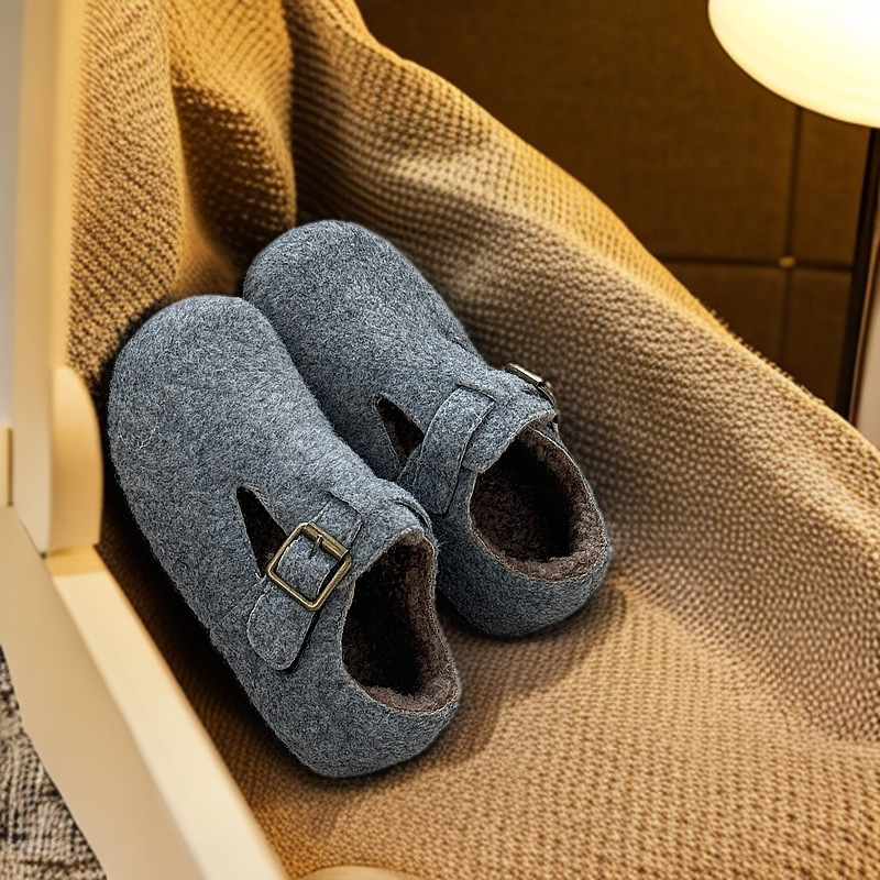 Children's Cotton Shoes 2025 Autumn and Winter New Style Girls' Thick Woolen Fleece-Lined Birkenstock Shoes Korean Style Casual Warm Furry Shoes