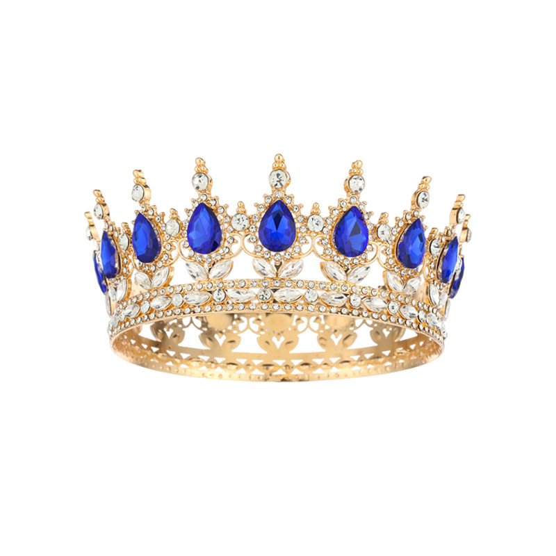 Cross-Border Full Circle Crown Tiara Colorful Baroque Retro Full Diamond Jewelry Wedding Accessories Crown Bridal Crown