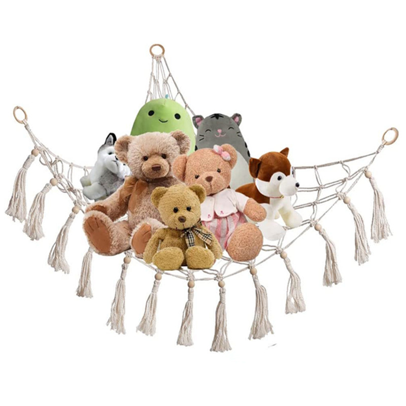 Woven Plush Toy Storage Net Triangle Net Pocket Corner Net Toy Hammock Storage Swing Hammock