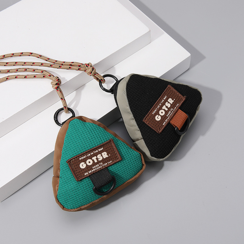 New Triangle Key Bag Coin Purse Hanging Neck Bag Trendy Brand Storage Bag Gift Distinctive Creative Leisure Satchel Student