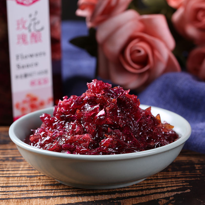 Factory Direct Sales Yunnan Rose Jam 400g Jam for Baking Rose Flower Honey Ice Jelly Porridge Ingredients Seasoning Fruit Pulp