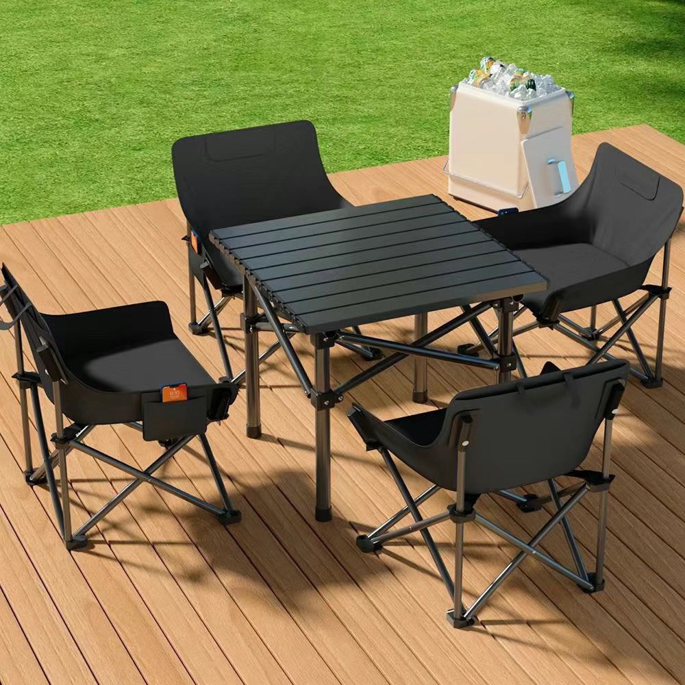 Thickened Outdoor Table and Chair Set, Picnic Camping Style, Outdoor Cooking Utensils, Three-Piece Set, Car Stall Egg Roll Table, Foldableing