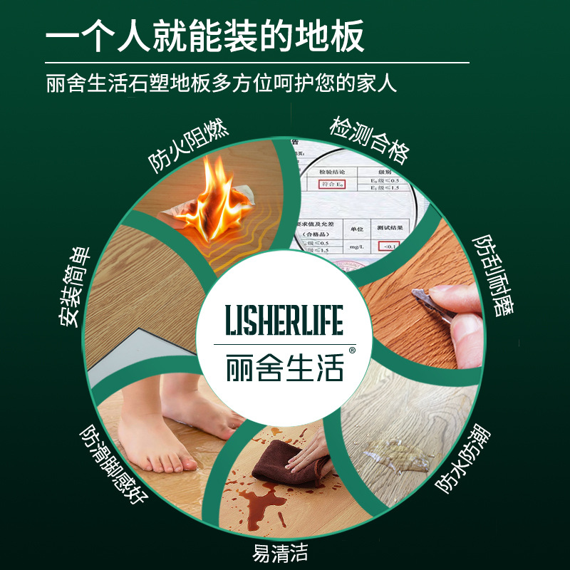 Spc Stone Plastic Lock Floor Thick Wear-Resistant Waterproof Snap-On Flame Retardant Wholesale Environmentally Friendly Formaldehyde-Free Plastic Stone Crystal Floor