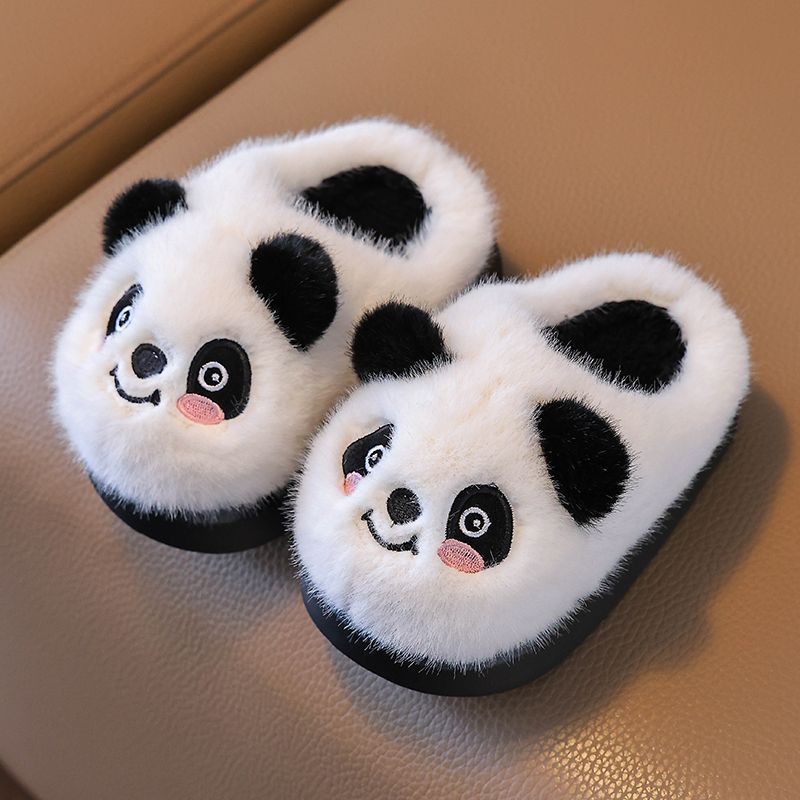 [Parent-child] children's boys and girls baby cartoon panda soft bottom warm non-slip thick bottom home cotton slippers winter