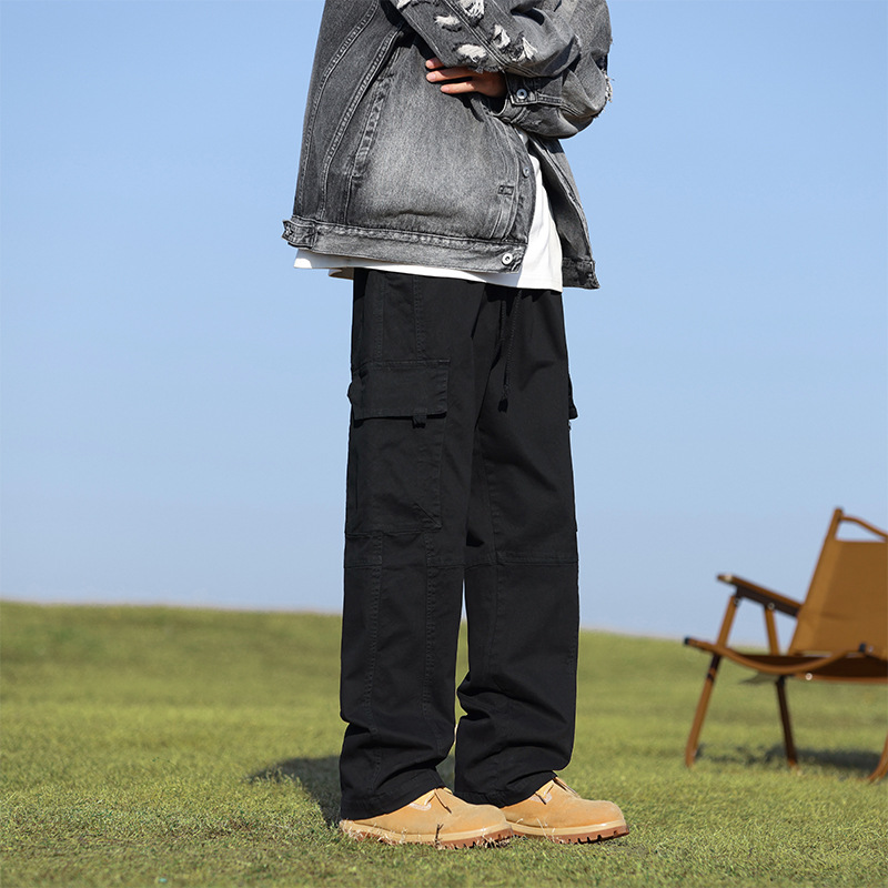 Casual pants men's spring and autumn new fashion brand plus size loose American overalls men's all-match elastic waist trousers