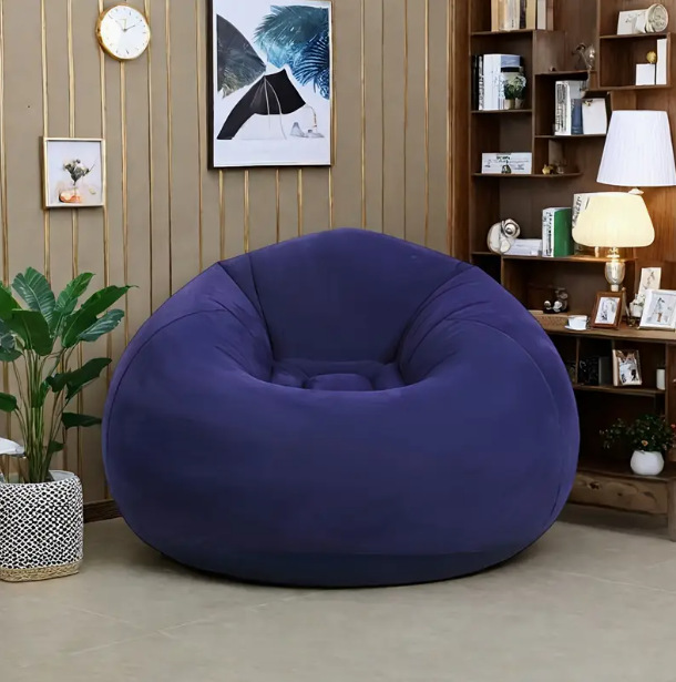 Single-Person Inflatable Sofa Bean Bag Shape Outdoor Foldable Lazy Plush Thickened