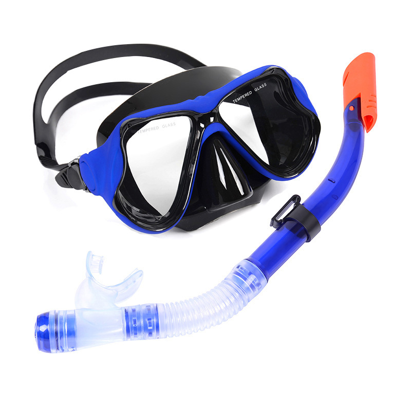 Large vision mask tempered glass diving goggles set snorkeling supplies wholesale semi-dry breathing tube equipment