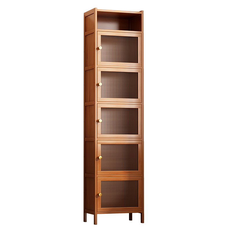 Simple Bookcase Dustproof Deepening Narrow Gap Storage Cabinet with Door Bookshelf Floor-Standing Household Multi-Layer Bookshelf