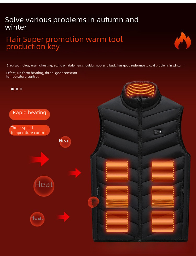 Cross-Border Winter Heating Vest, Large Area Heating Electric Heating Vest, Constant Temperature Heating Clothing, Heating Vest, Heating Cotton Coat
