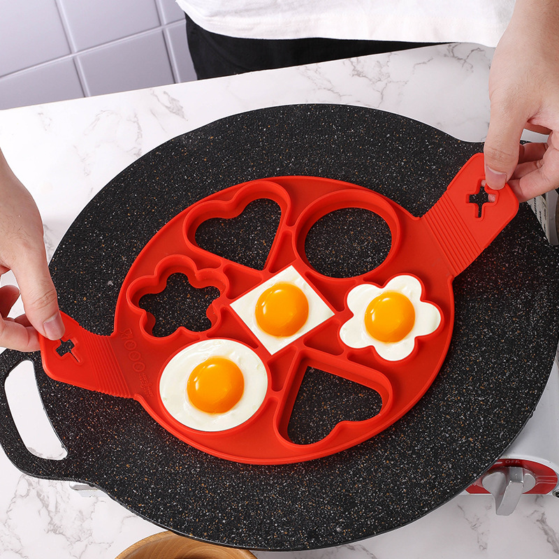 Egg Frying Pan Multi-Purpose Silicone Mold Seven-Hole Pancake Maker Household Kitchen DIY Tool Multi-Functional Cake Baking Mold