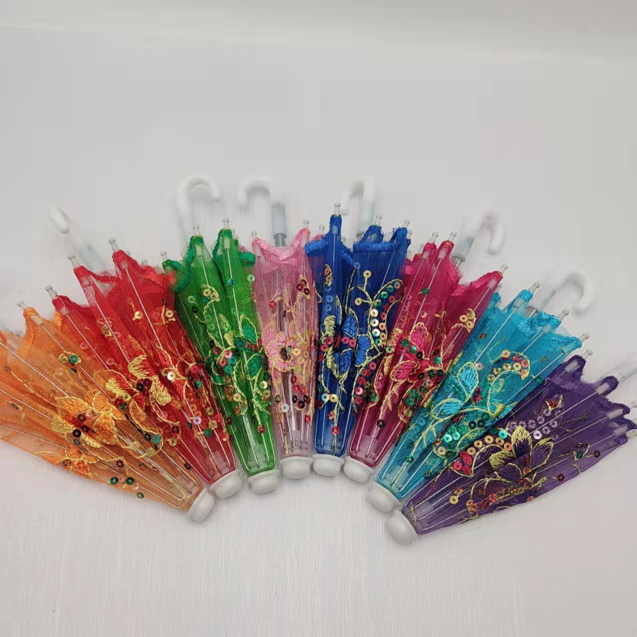 Factory Supply Traditional Craft Umbrella Embroidery Lace Embroidery Umbrella Color Film Children's Small Flower Umbrella Tourism Crafts