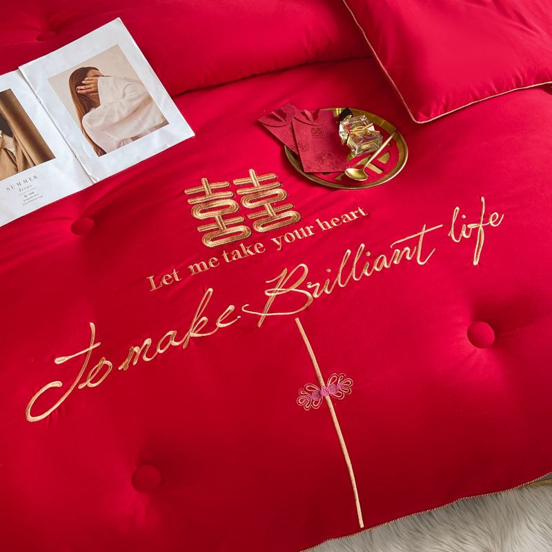 Свадебное одеяло, красное, вышитое, утолщенное, бархатное, зимнее и весеннее одеяло