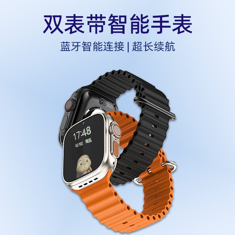 Dual Strap Smart Watch, Micro Chat Heart Rate Monitoring, Magnetic Fast Charging, 8W Two-Way Camera, Video and Voice Calls
