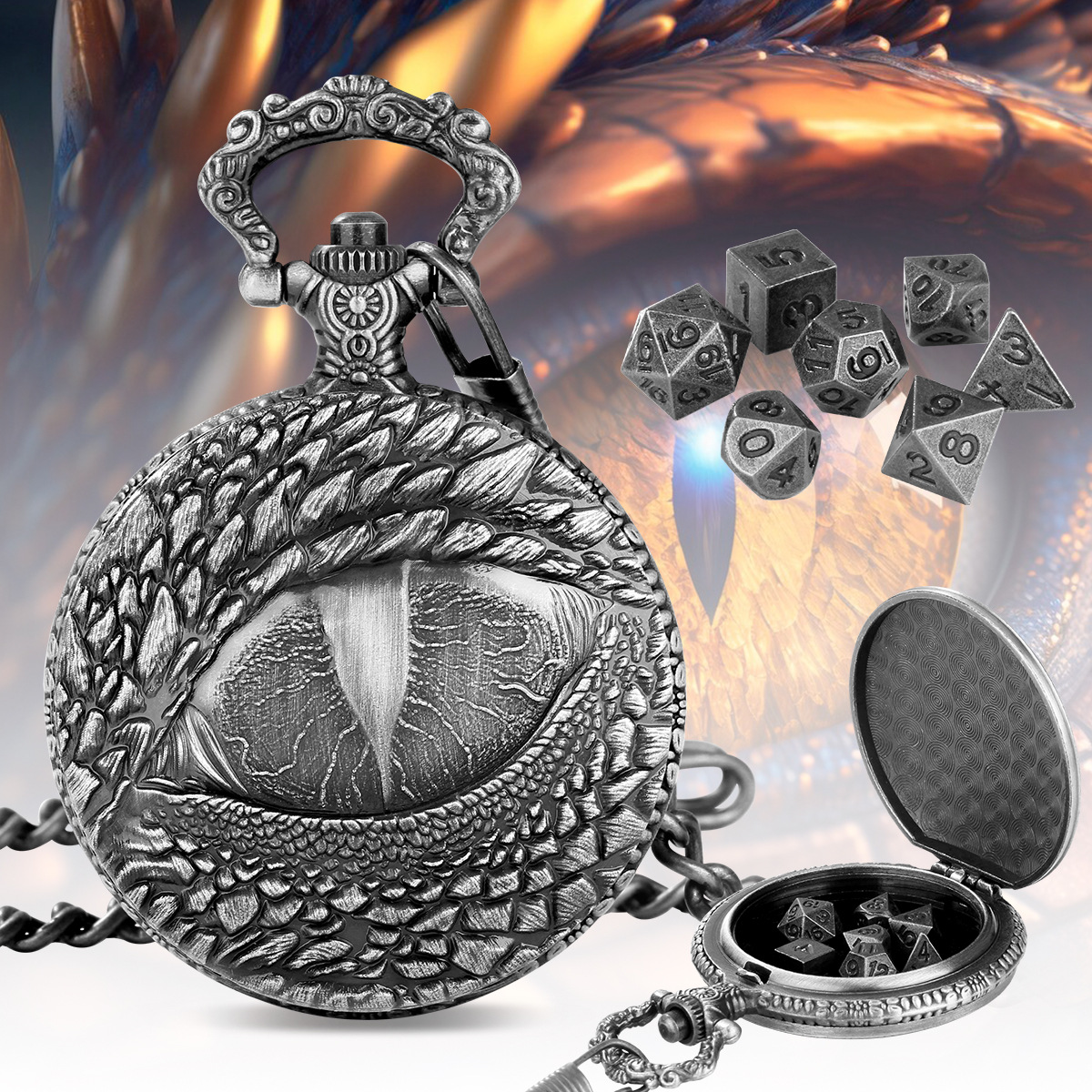 (Private model) DND dice jewelry pocket watch case rights game dragon eye watch case waist chain a generation of hair