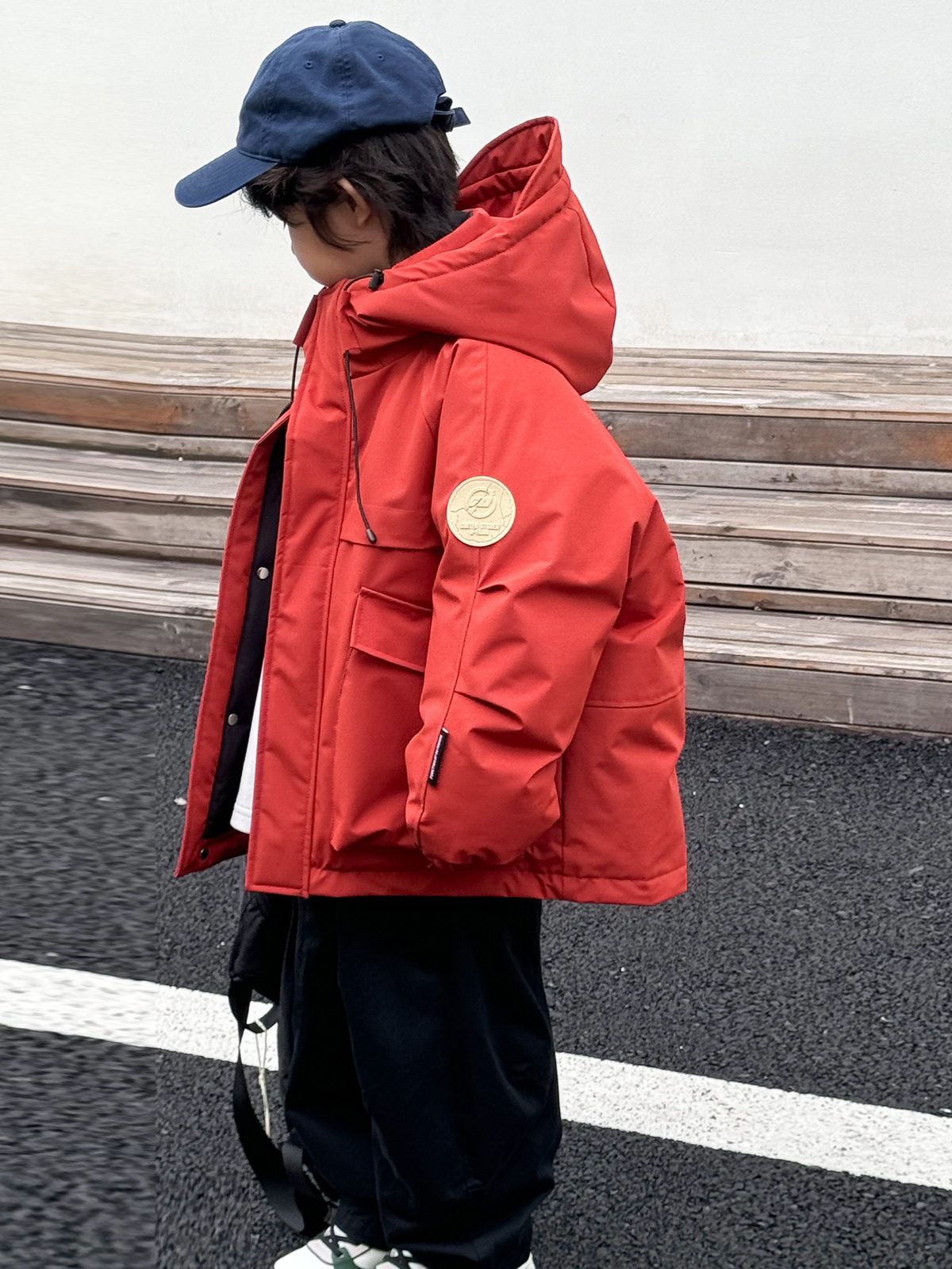 Children's Workwear down Jacket Korean Style New Boys and Girls Thickened Hooded White Duck down Waterproof Jacket Trendy