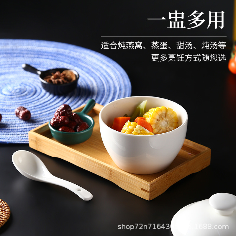 Ceramic Stew Pot, Hotel-Specific Water-Proof Stew Pot with Lid, Small Stew Pot, Soup Cup, Bird's Nest Cup, Dessert Cup, Steamed Egg Bowl, One Person Serving